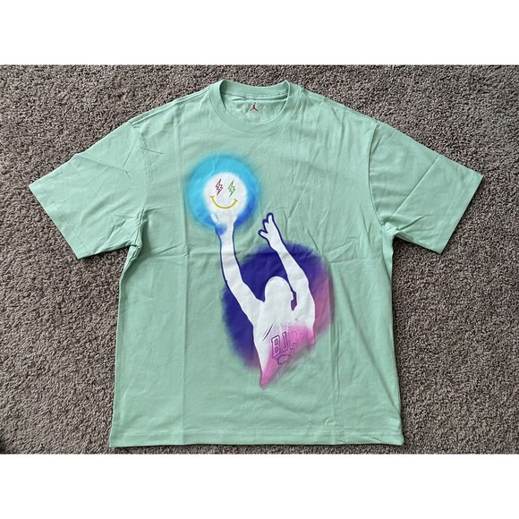Air Jordan x J Balvin Enamel Green DR2962-308 Men's T-Shirt Size L NWT Green - Picture 1 of 5